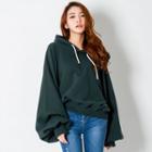 Hood Balloon-sleeve Oversized Pullover