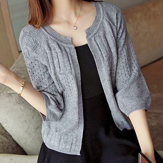 Perforated 3/4 Sleeve Cardigan