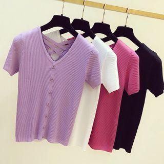 Cross-back Short-sleeve Knit Top