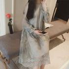 Cutout Long-sleeve Loose-fit Dress