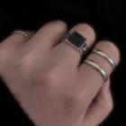 Black Onyx Square / Silver Open Ring (various Designs)
