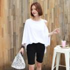 Cold-shoulder Over-fit T-shirt