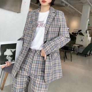 Plaid Blazer / Plaid Straight-cut Pants