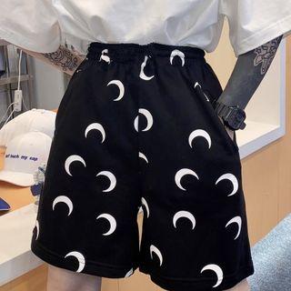 Moon Print Shorts Black - One Size