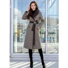 Contrast-lapel Wool Blend Houndstooth Coat