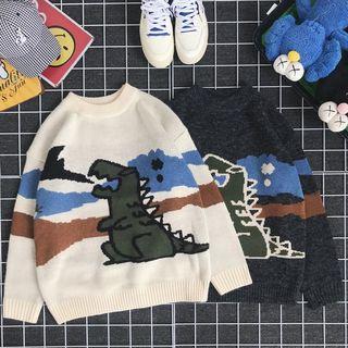 Printed Dinosaur Sweater