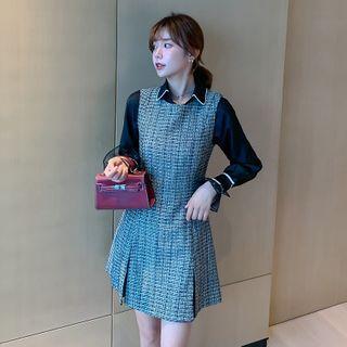 Mini A-line Tweed Overall Dress