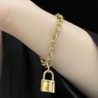 Stainless Steel Padlock Bracelet Gold - One Size