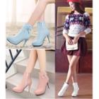 Flower Accent High Heel Ankle Boots