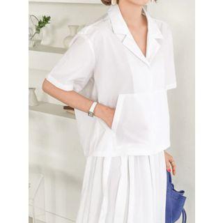 Open-placket Kangaroo-pocket Shirt