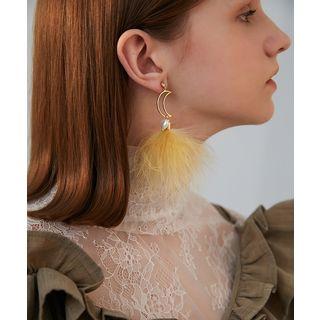 Non-matching Fringe Dangle Earring 1 Pair - Yellow - One Size