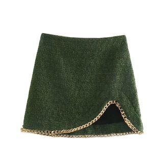 High Waist Chain Mini A-line Skirt