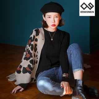Plus Size Crew-neck Knit Top