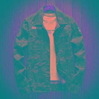 Applique Corduroy Button-up Jacket