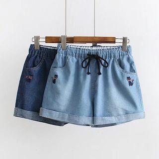Cat Cuffed Denim Shorts