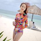 Patterned 2-piece Long-sleeve Swimsuit