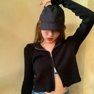 Zipped Knit Cropped Jacket