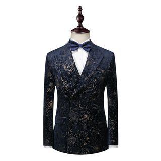 Set: Floral Double Breasted Blazer + Vest + Dress Pants