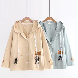 Embroidered Hooded Buttoned Jacket (various Jacket)