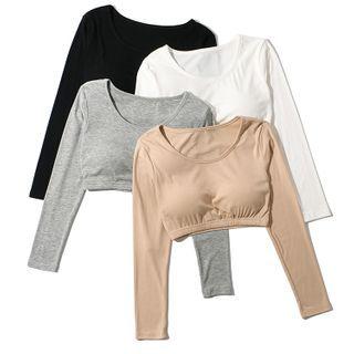 Long-sleeve Padded Cropped T-shirt