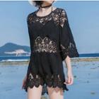 Elbow-sleeve Perforated Tunic / Bikini