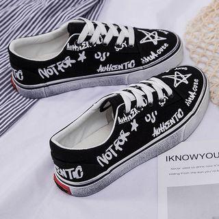 Graffiti Canvas Lace-up Shoes
