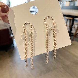925 Sterling Silver Rhinestone Dangle Earring / Clip-on Earring
