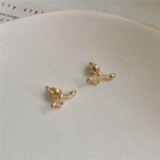 Alloy Snake Earring 1 Pair - 925 Silver Needle - Earring - Gold - One Size