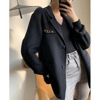 Chain-accent Single-breasted Blazer