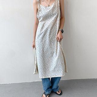 Tie-strap Floral Long Overall Dress
