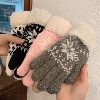 Fluffy Panel Knit Gloves