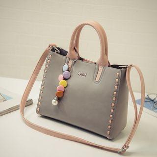 Faux Leather Tote Bag With Inset Shoulder Bag