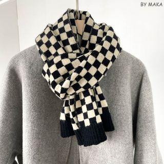 Checker Scarf Black & Khaki - One Size