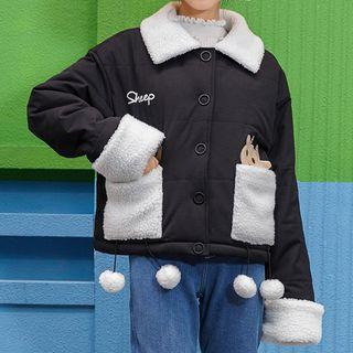 Sheep Patch Fleece Pocket Lapel Coat