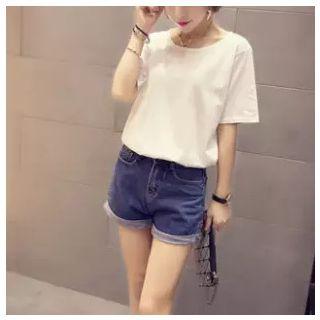 Elbow-sleeve Strappy Back T-shirt