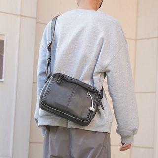 Mini Faux Leather Crossbody Bag Black - One Size
