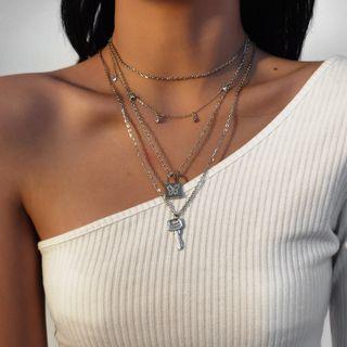 Set Of 3: Lock & Key Layered Necklace