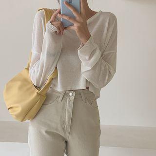 Linen Blend Crop Sweater