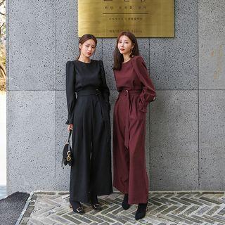 Wide-leg Belted Winter Jumpsuit