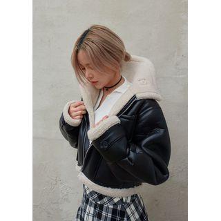 Crop Faux-shearling Jacket Black - One Size