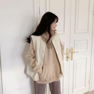 Dip-back Fleece-lined Boxy Hoodie