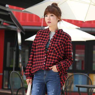 Open-placket Checked Shirt