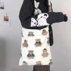 Bear Print Fleece Crossbody Bag