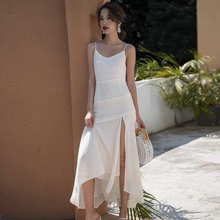 High Low Spaghetti Strap Midi Dress