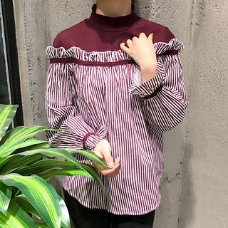 Panel Frill Trim Long-sleeve Top