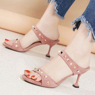 Studded High-heel Slide Sandals