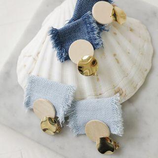 Denim & Disc Statement Earrings