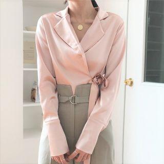 Tie-front Silky Blouse