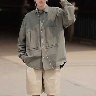 Pocket Detail Plain Cargo Shirt