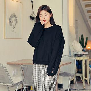 Slit-sleeve Lace-trim Pullover